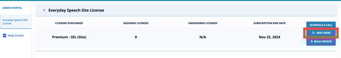 Dashboard toolbar with Add Users button
