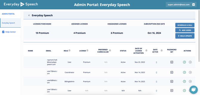 Click the right-pointing arrow under the Actions column.