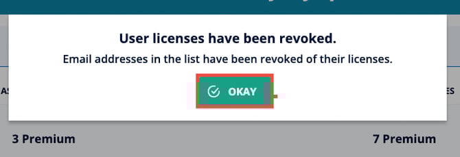 Confirmation dialog – select Okay