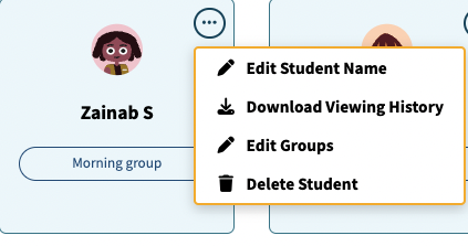 Customize your student profile settings by selecting options from the dropdown menu.  