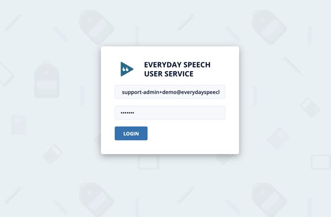 Admin Portal login screen