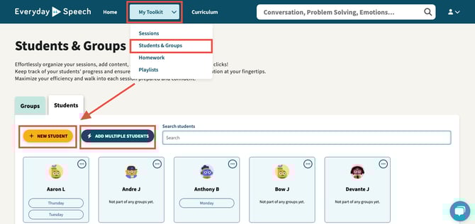 Step-by-step guide for creating student profiles, including navigation instructions and options for adding single or multiple students.