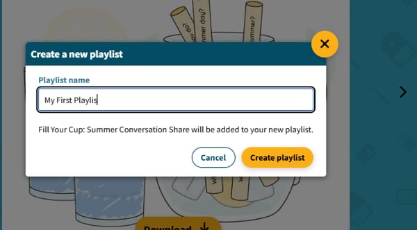 Click the "Create Playlist" button after naming your Playlist.