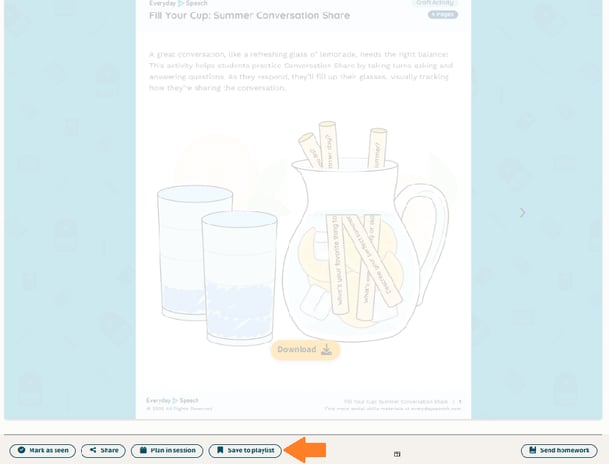 Click Save to Playlist button to save your material to an existing or create a new one.