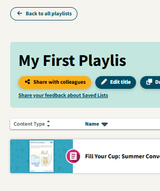 Click "Back to all playlists" button to go back to the Playlists page.