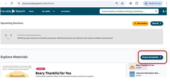 Click Browse All Materials button from the Homepage.