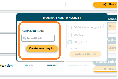 Click "Create new playlist" button after naming your new playlist.
