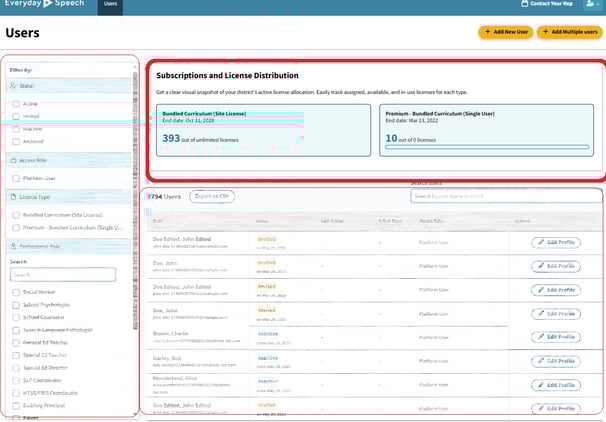 Review your current subscription plan, renewal date, total number of licenses and how many are in use. 